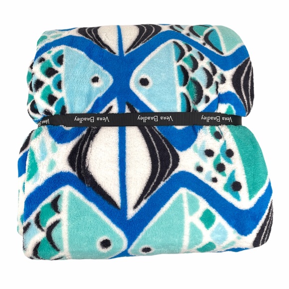 Vera Bradley Throw Blanket in Go Fish Blue, White, 80x50 - Picture 2 of 5
